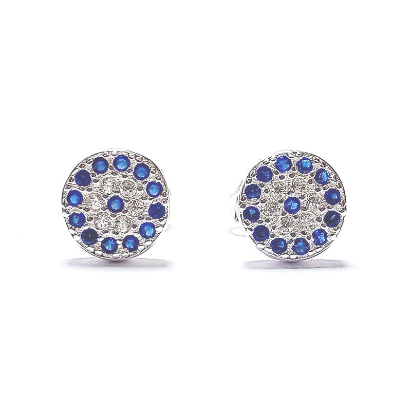 ANDREA COGGIOLA JOYAS - Aros Ojo Turco Circón 8mm Plata Fina 925