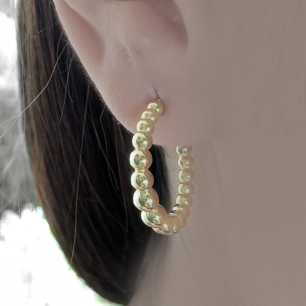 COGGIOLA - Aros Argollas Pelotas 22mm Enchapado Oro 18K