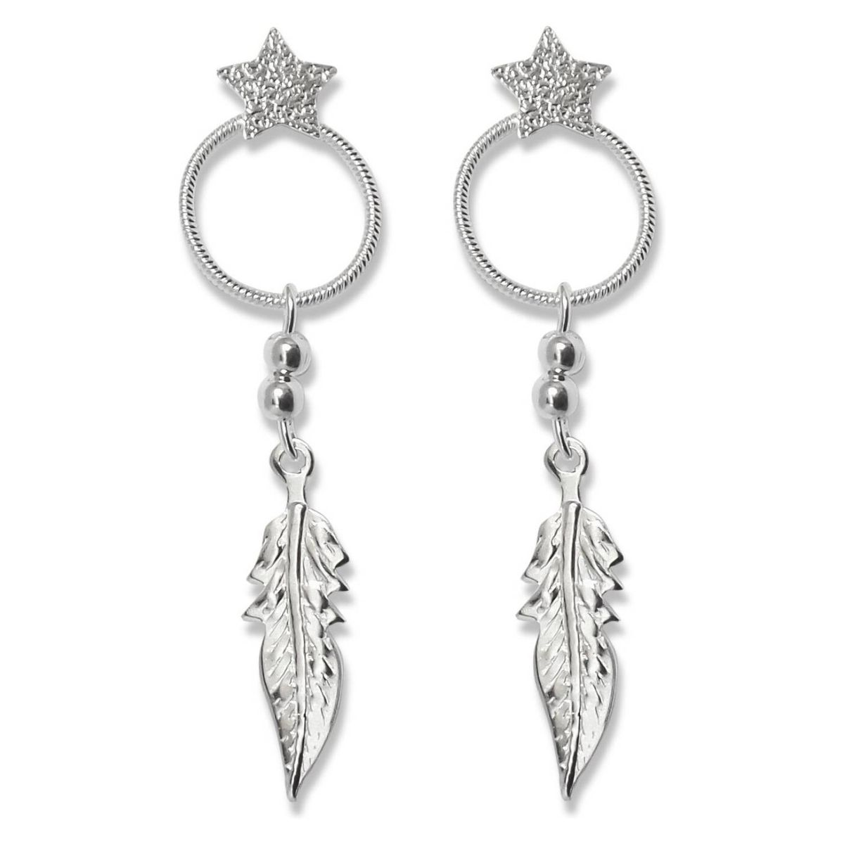 COGGIOLA - Aros Tope Estrella Círculo Bolitas Pluma Plata Fina 925