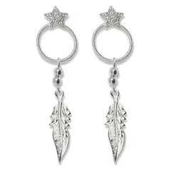 ANDREA COGGIOLA JOYAS - Aros Tope Estrella Círculo Bolitas Pluma Plata Fina 925