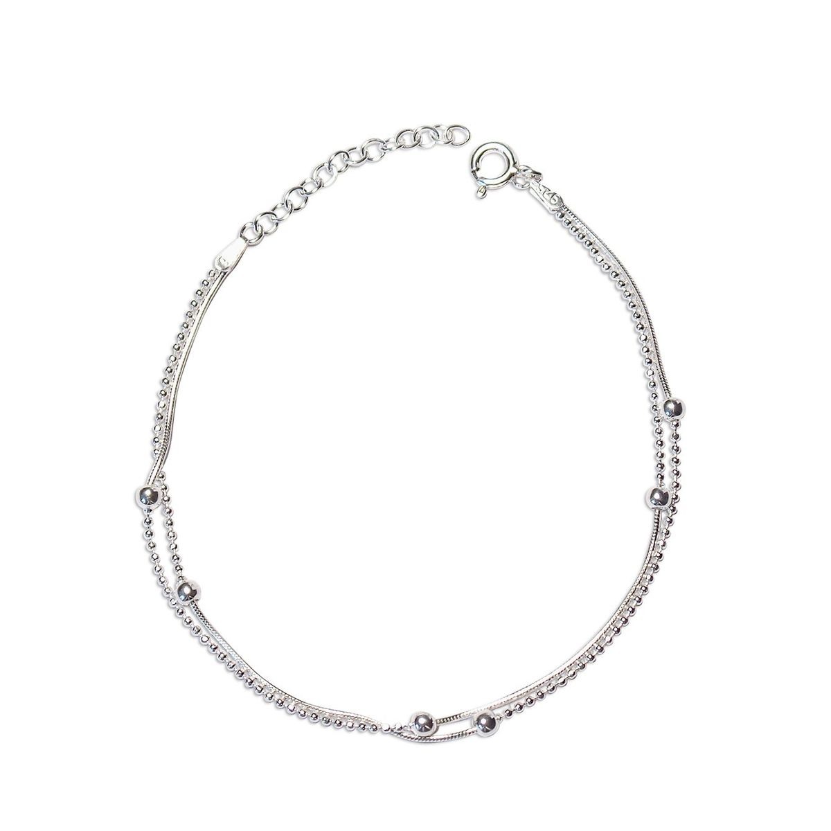 COGGIOLA - Pulsera Doble Pelotitas Plata Fina 925