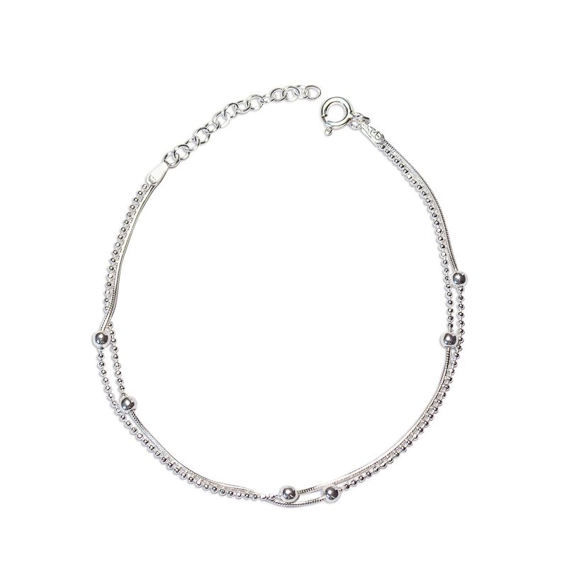 ANDREA COGGIOLA JOYAS - Pulsera Doble Pelotitas Plata Fina 925