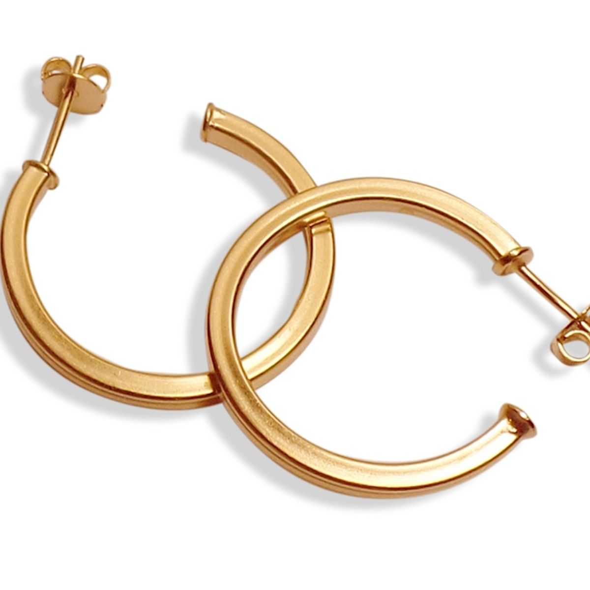 COGGIOLA - Aros Argolla Cuadrada 27mm Enchapado Oro 18K