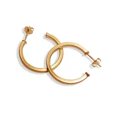 ANDREA COGGIOLA JOYAS - Aros Argolla Cuadrada 27mm Enchapado Oro 18K