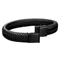 ELBAULDEJUMA - Brazalete pulsera semi cuero cierre acero inoxidable hipoalergénico