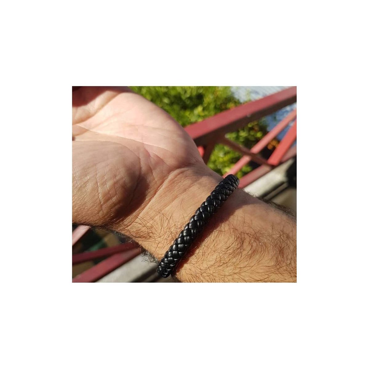 ELBAULDEJUMA - Brazalete pulsera semi cuero cierre acero inoxidable hipoalergénico