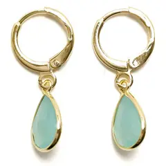 ANDREA COGGIOLA JOYAS - Aros Argolla Calcedonia Verde Enchapado Oro 18K