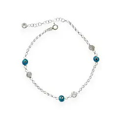 COGGIOLA - Pulsera 3 Ojos Turco Circón Plata Fina 925