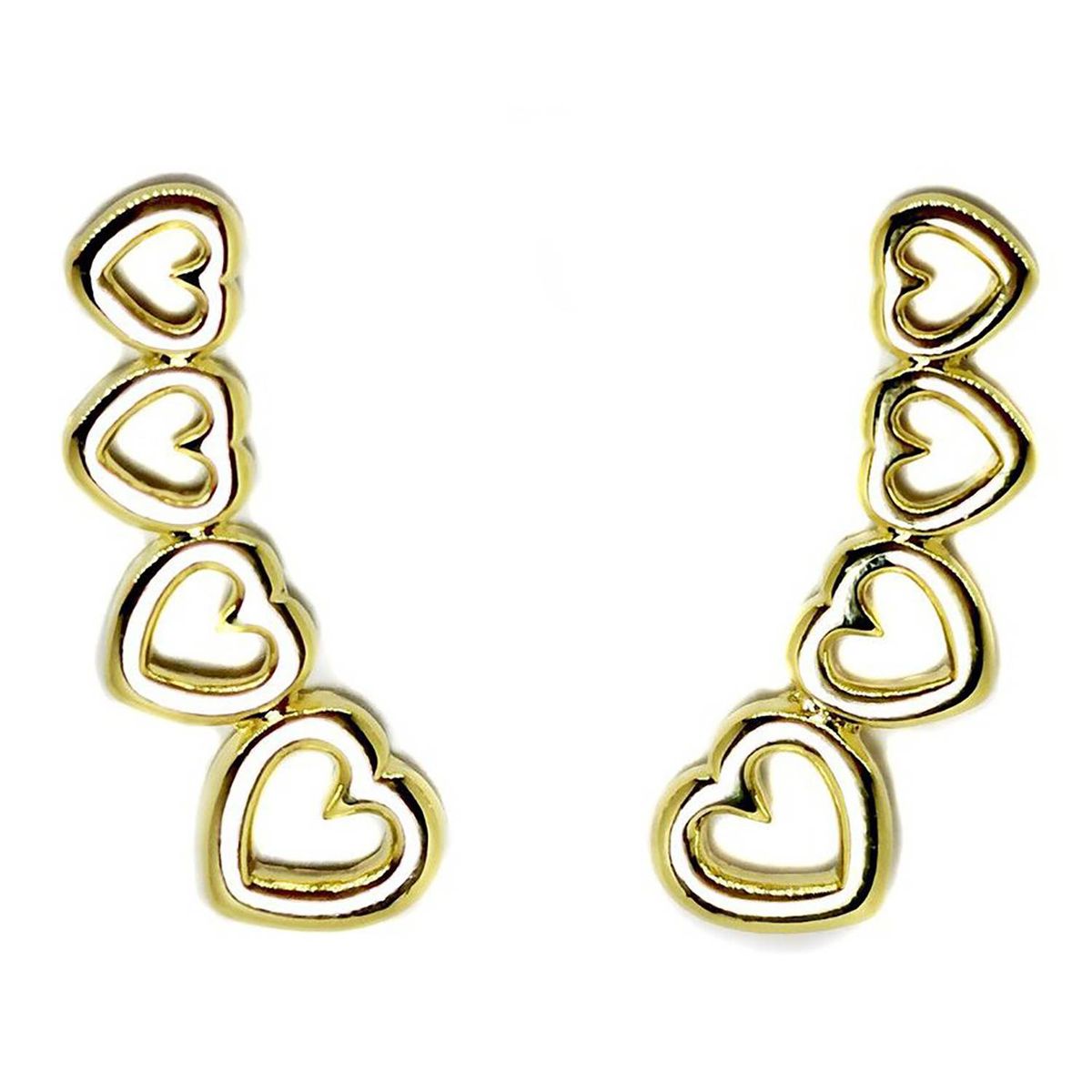 COGGIOLA - Aros Trepadores 4 Corazones Enchapado Oro 18K