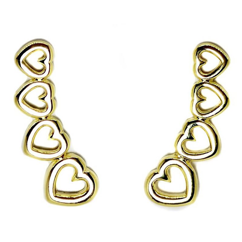 ANDREA COGGIOLA JOYAS - Aros Trepadores 4 Corazones Enchapado Oro 18K.-