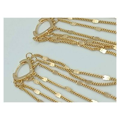 Imagen 2 del producto Aros largos elegantes dorados cascada brillo sutil