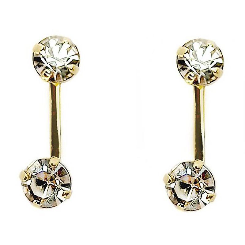 ANDREA COGGIOLA JOYAS - Aros 2 Circones Blancos Enchapado Oro 18K