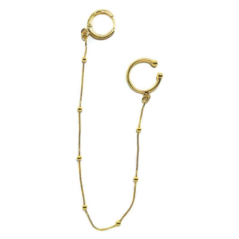 ANDREA COGGIOLA JOYAS - Aros Trepadores Piercing Pelotitas Enchapado Oro 18K
