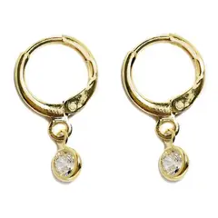 ANDREA COGGIOLA JOYAS - Aros argolla circón blanco enchapado oro 18k