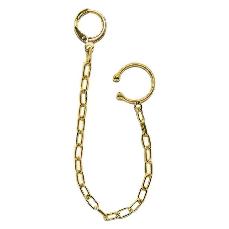 ANDREA COGGIOLA JOYAS - Aros Trepadores Piercing Eslabón Enchapado Oro 18K