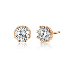 ELBAULDEJUMA - Aros punto de luz canasta en plata fina ley S925 chapado oro rosa 18kl