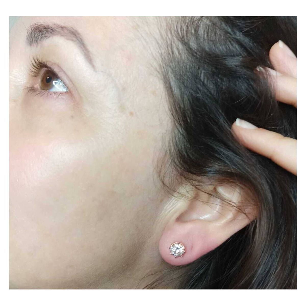 ELBAULDEJUMA - Aros punto de luz canasta en plata fina ley S925 chapado oro rosa 18kl