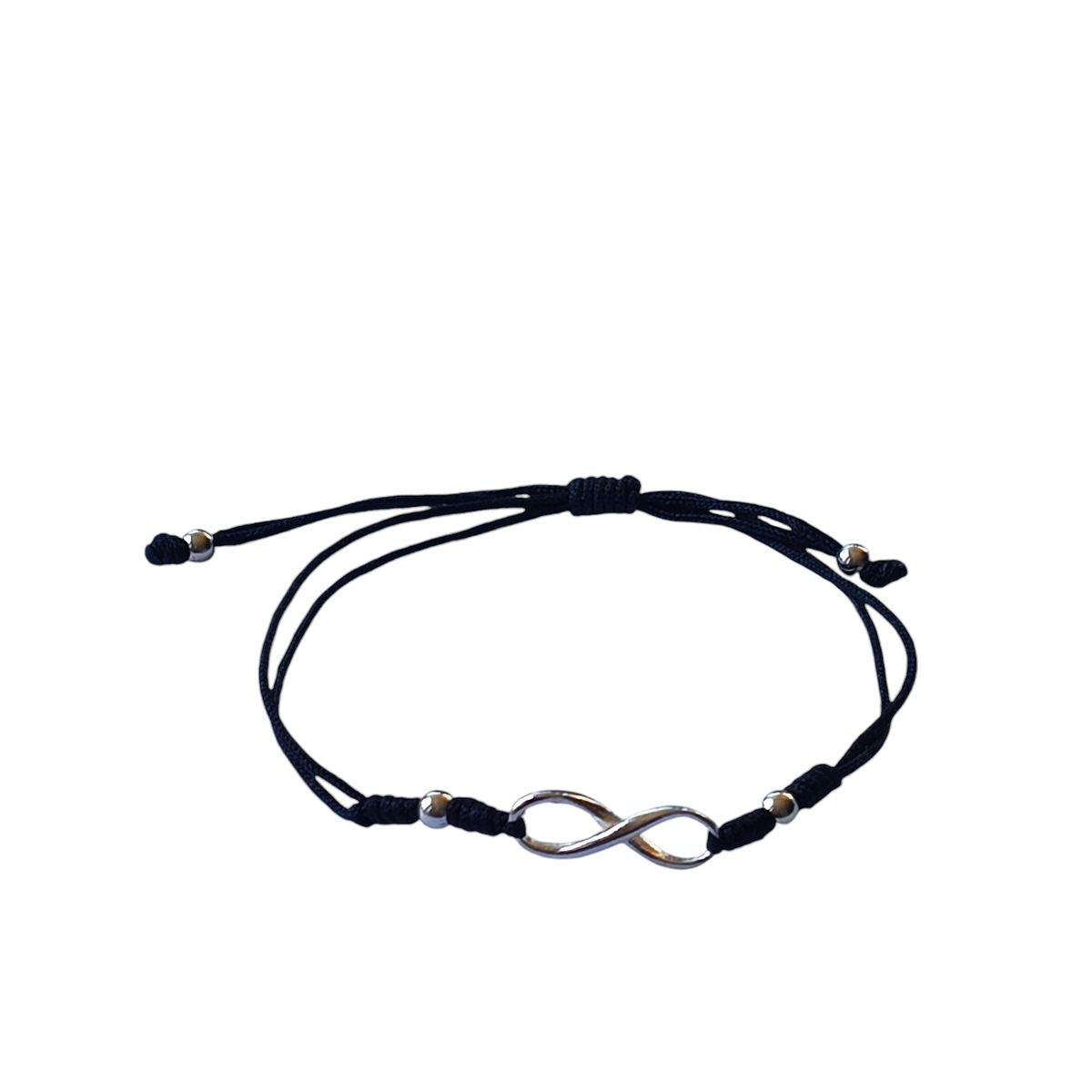 COGGIOLA - Pulsera Infinito Cordón Negro Plata Fina 925