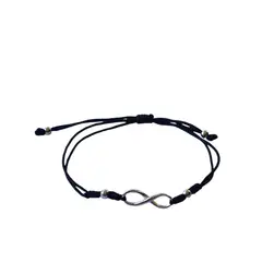 ANDREA COGGIOLA JOYAS - Pulsera Infinito Cordón Negro Plata Fina 925