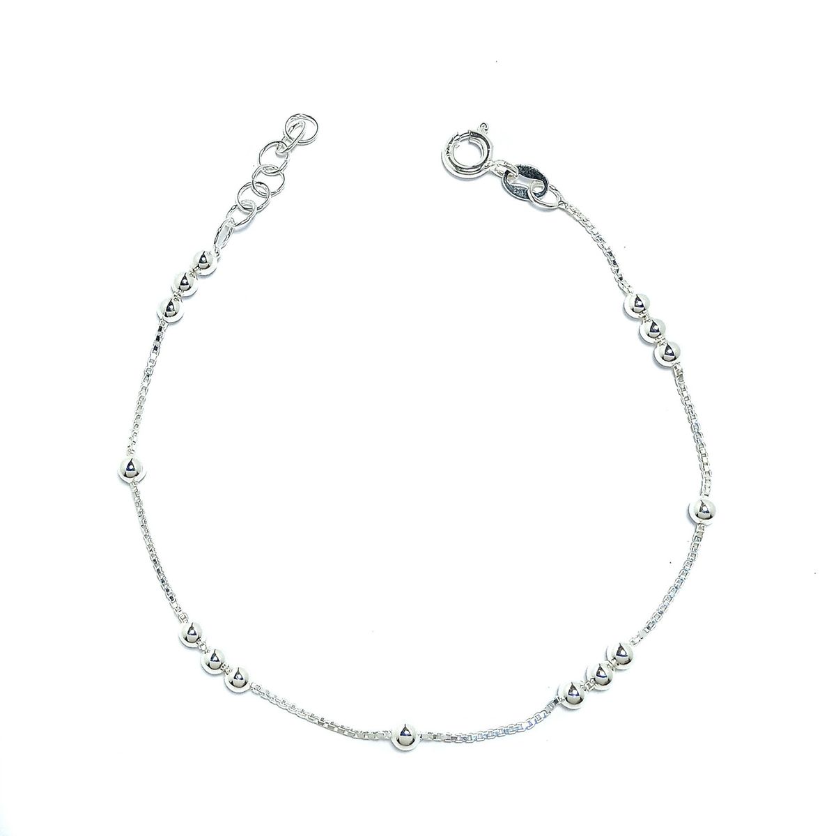 COGGIOLA - Pulsera Bolitas Cadena Veneciana Plata Fina925