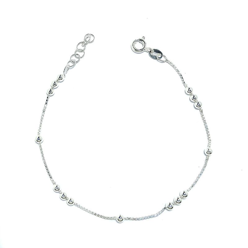 ANDREA COGGIOLA JOYAS - Pulsera Bolitas Cadena Veneciana Plata Fina925