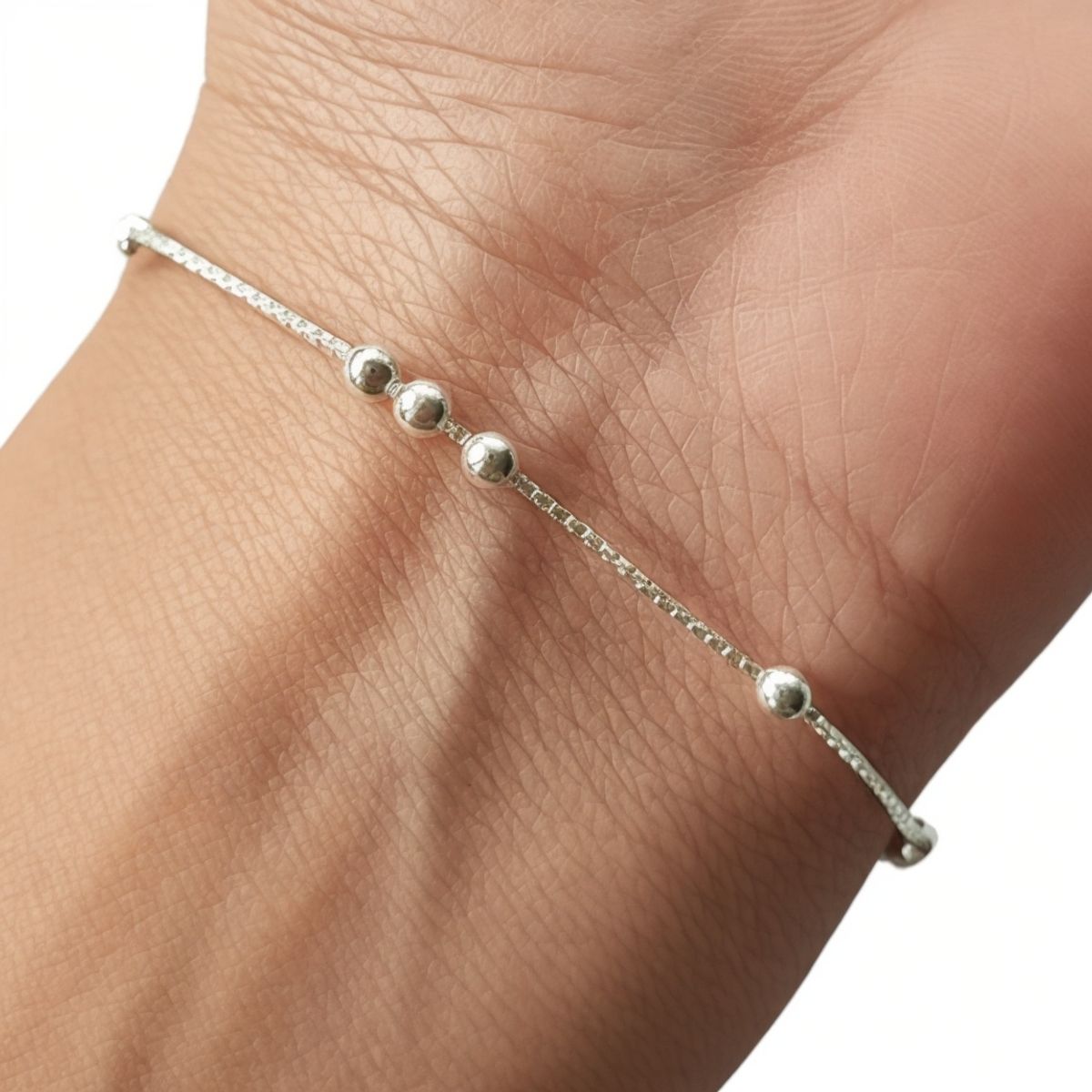 COGGIOLA - Pulsera Bolitas Cadena Veneciana Plata Fina925