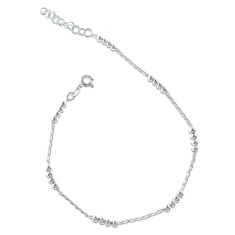ANDREA COGGIOLA JOYAS - Tobillera 4 bolitas cadena rada plata 925
