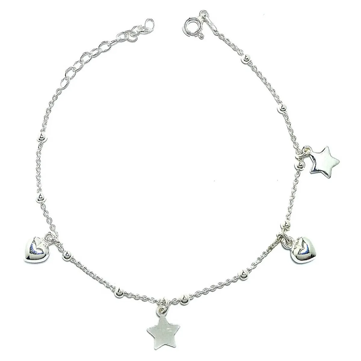 COGGIOLA - Pulsera Corazón Estrella Bolita Plata Fina 925