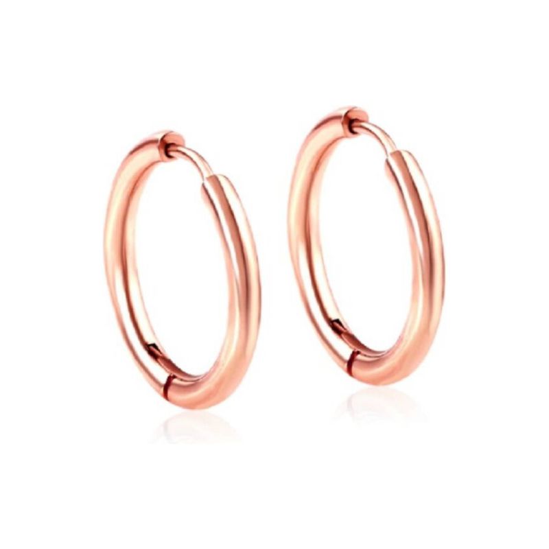 ELBAULDEJUMA - Aros argollas redondas acero quirúrgico oro rosa