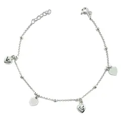COGGIOLA - Pulsera Chiches Corazón Bolita Plata 925 19CM