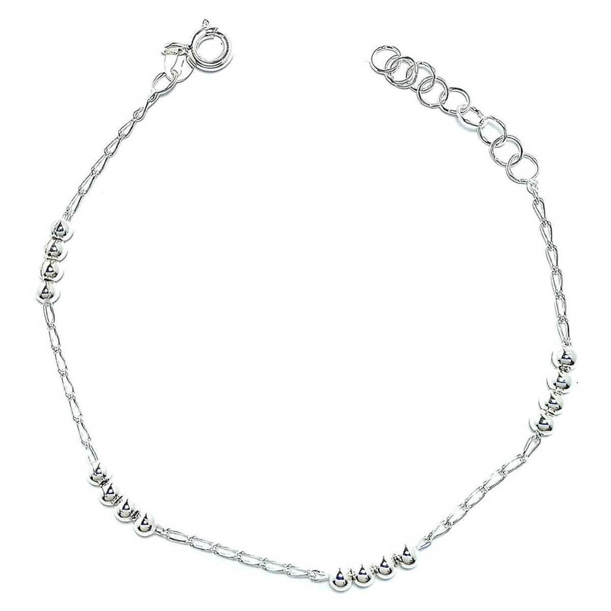 COGGIOLA - Pulsera Bolitas Cadena Eslabón Plata Fina 925