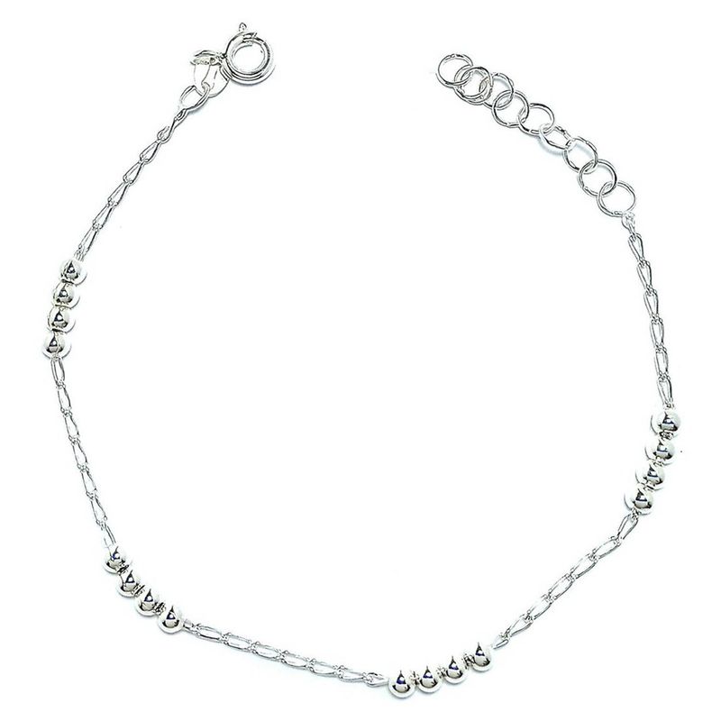 ANDREA COGGIOLA JOYAS - Pulsera Bolitas Cadena Eslabón Plata Fina 925