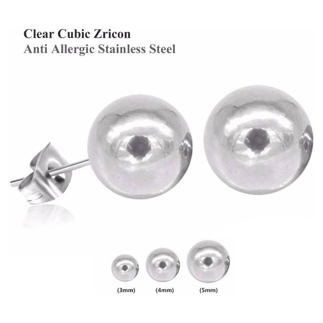 ELBAULDEJUMA - Pendiente bolitas esferas acero quirúrgico hipoalergénico plateadas