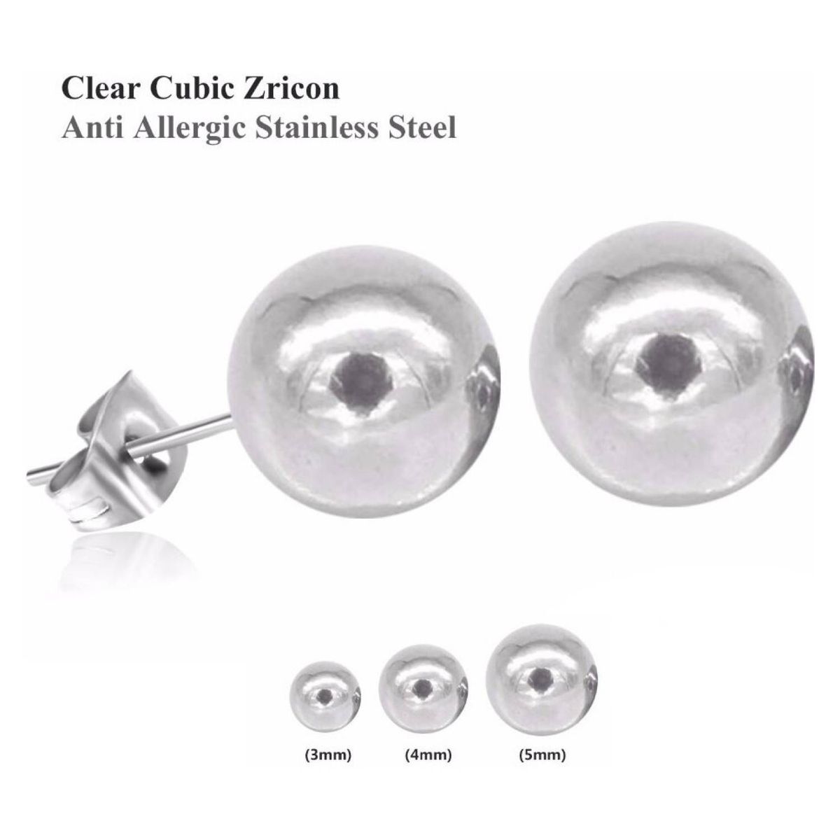 ELBAULDEJUMA - Pendiente bolitas esferas acero quirúrgico hipoalergénico plateadas