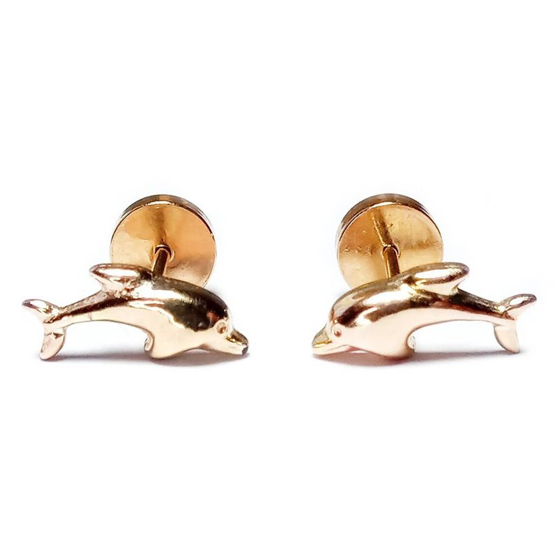 ANDREA COGGIOLA JOYAS - Aros Abridores Bebé Delfín Laminado Oro 18K