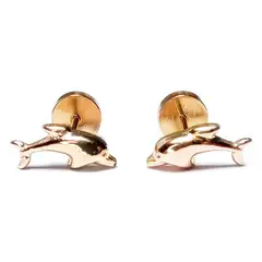 ANDREA COGGIOLA JOYAS - Aros Abridores Bebé Delfín Laminado Oro 18K
