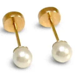 ANDREA COGGIOLA JOYAS - Aros Abridores Perla Sintética 4mm Laminado Oro 18K