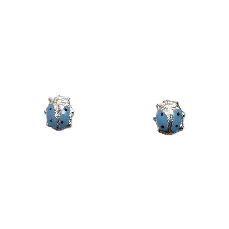 ANDREA COGGIOLA JOYAS - Aros Abridores Chinitas Celeste Plata Fina 925