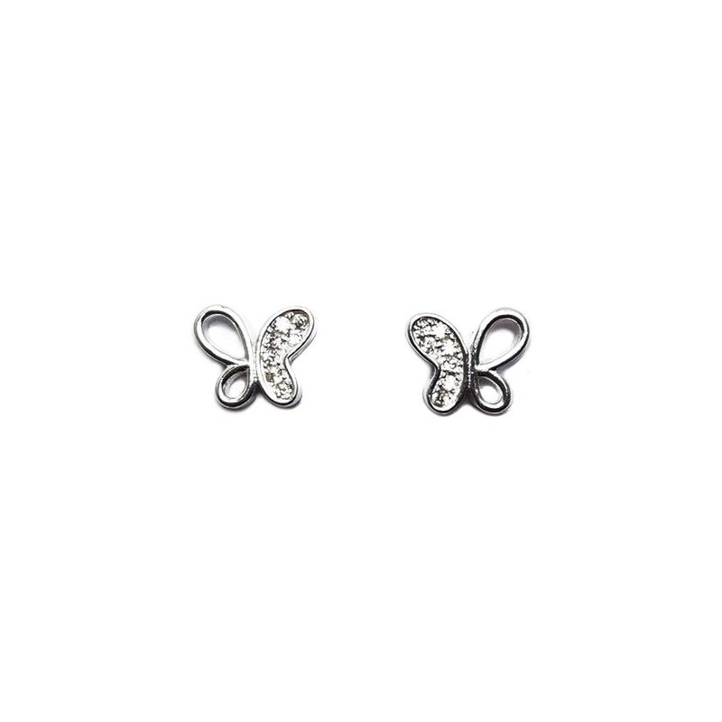ANDREA COGGIOLA JOYAS - Aros Mariposa Circón Plata Fina 925