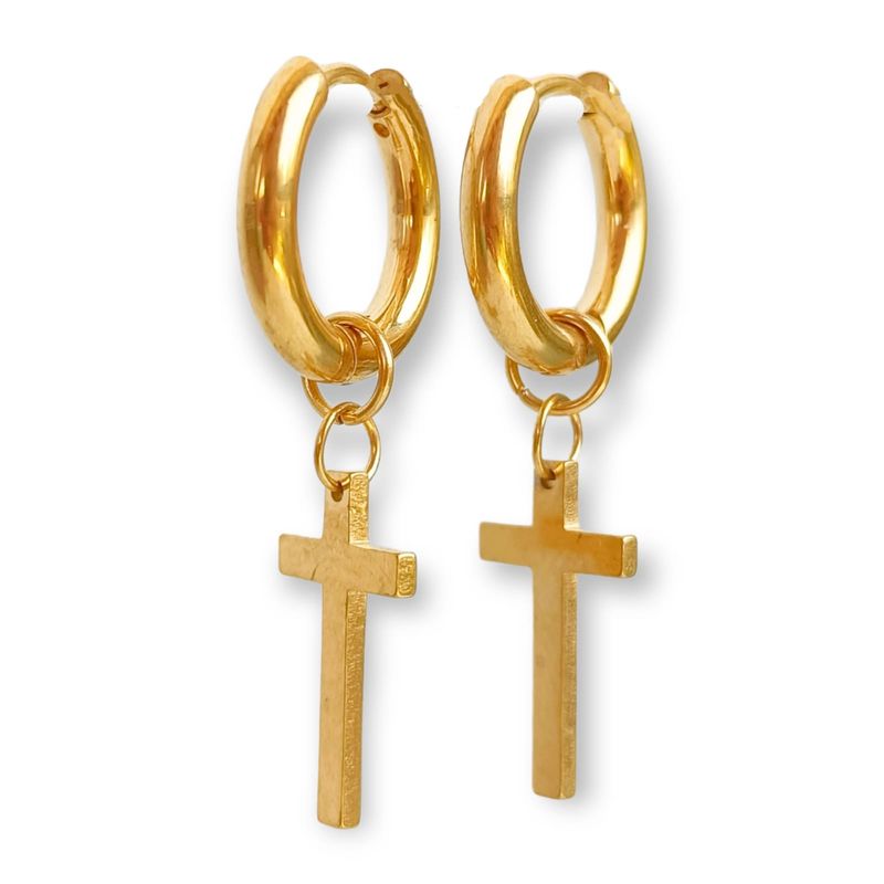 ELBAULDEJUMA - Aros cruz doble uso dorado Chapado en Oro punk rock moda
