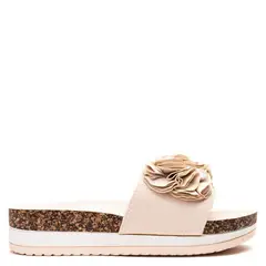 CHANCLETA - Sandalia mujer flowers beige