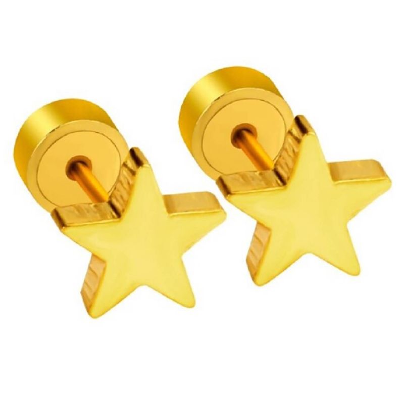 ELBAULDEJUMA - Aros abridores bebe estrella dorada chapado en oro 18 k