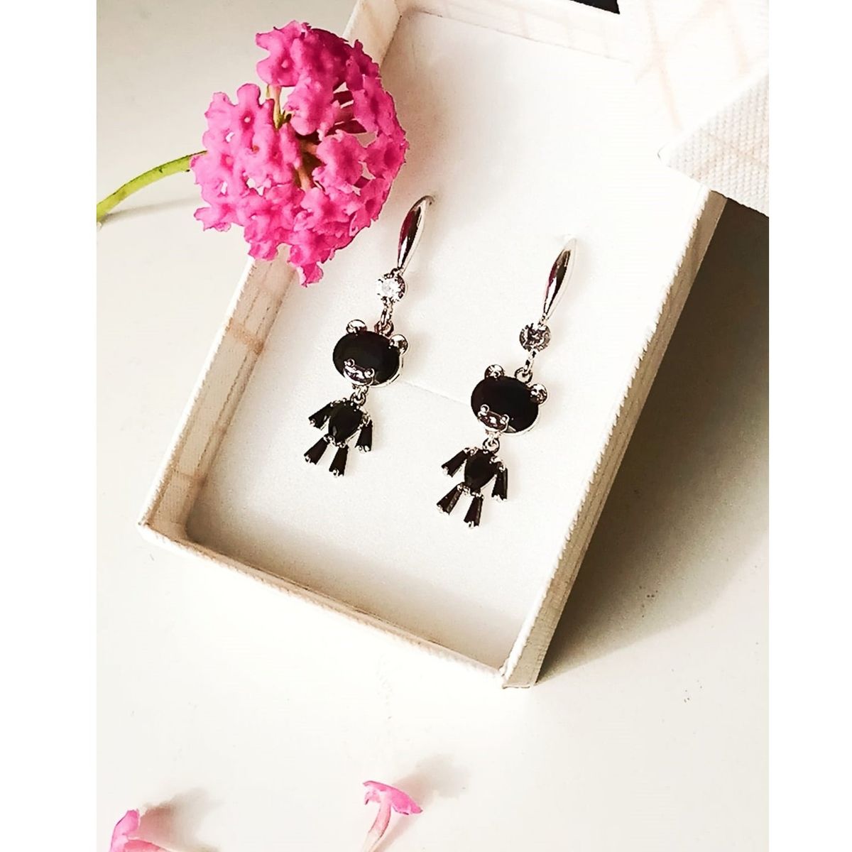 ELBAULDEJUMA - Pendientes aros aretes oso osito luz zirconia