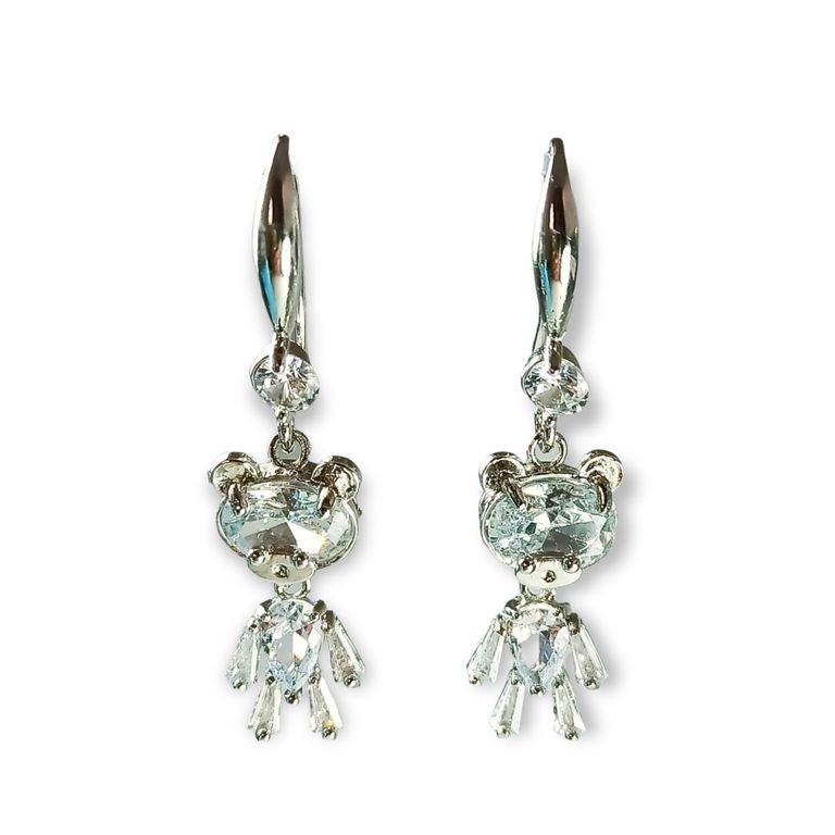 Pendientes aros aretes oso osito luz zirconia Gris TALLA UNICA