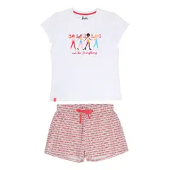 BARBIE - PIJAMA MUJER BLANCOROJO FULL PRINT