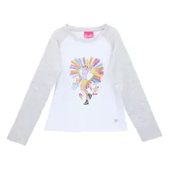 BARBIE - CAMISETA M/LARGA BLANCO Y GRIS MELANGE