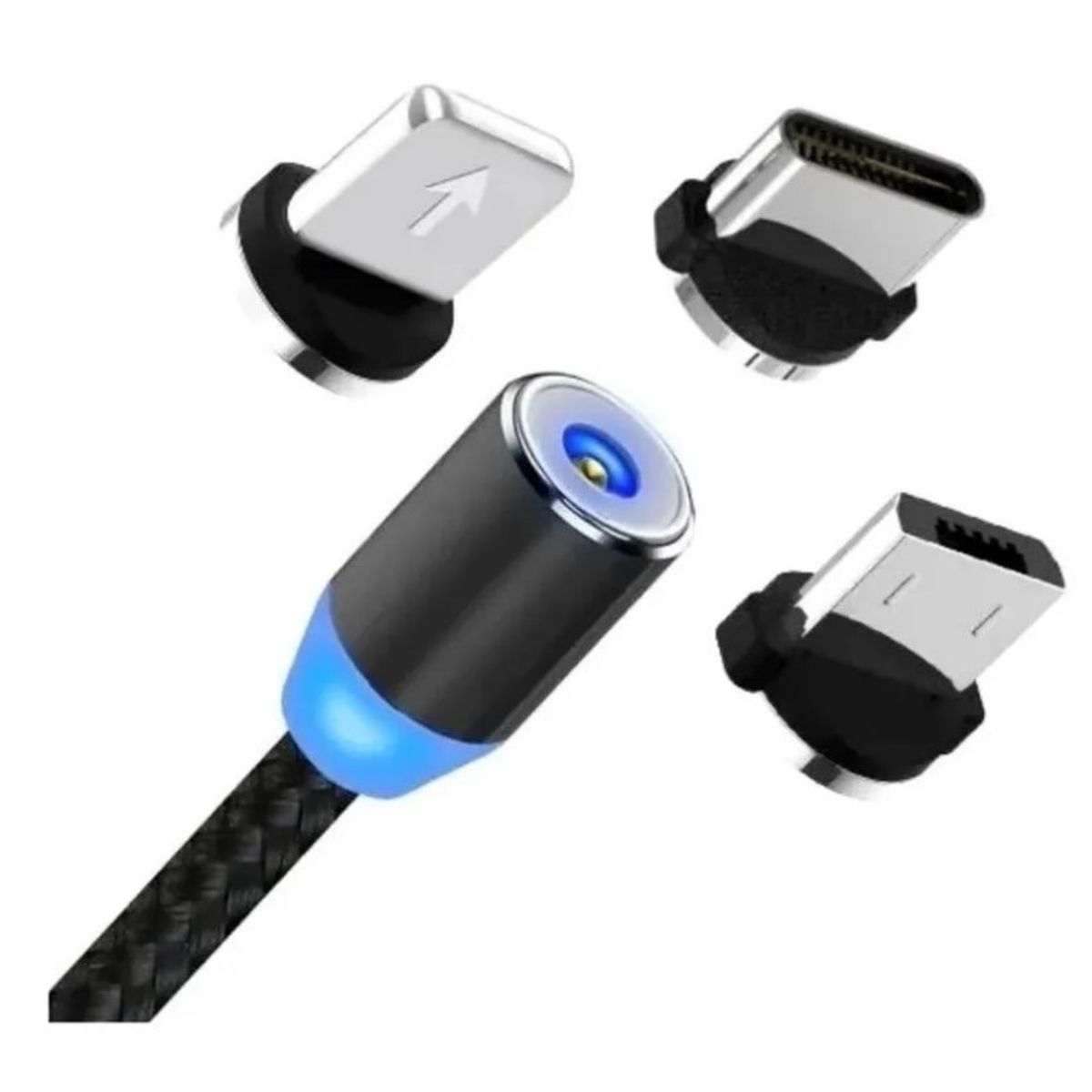 GENERICO - Cable Magnético Usb 3 En 1 Premium 1 Metro Carga Rapida 2.4a