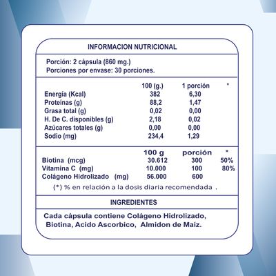 Imagen 2 del producto COLÁGENO HIDROLIZADO PLUS + BIOTINA + VIT C 180 Cápsulas
