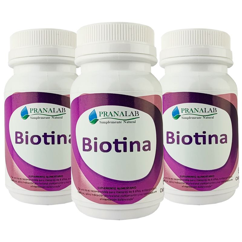 PRANALAB - Biotina 150mcg 180 Cápsulas Pack 3 frascos