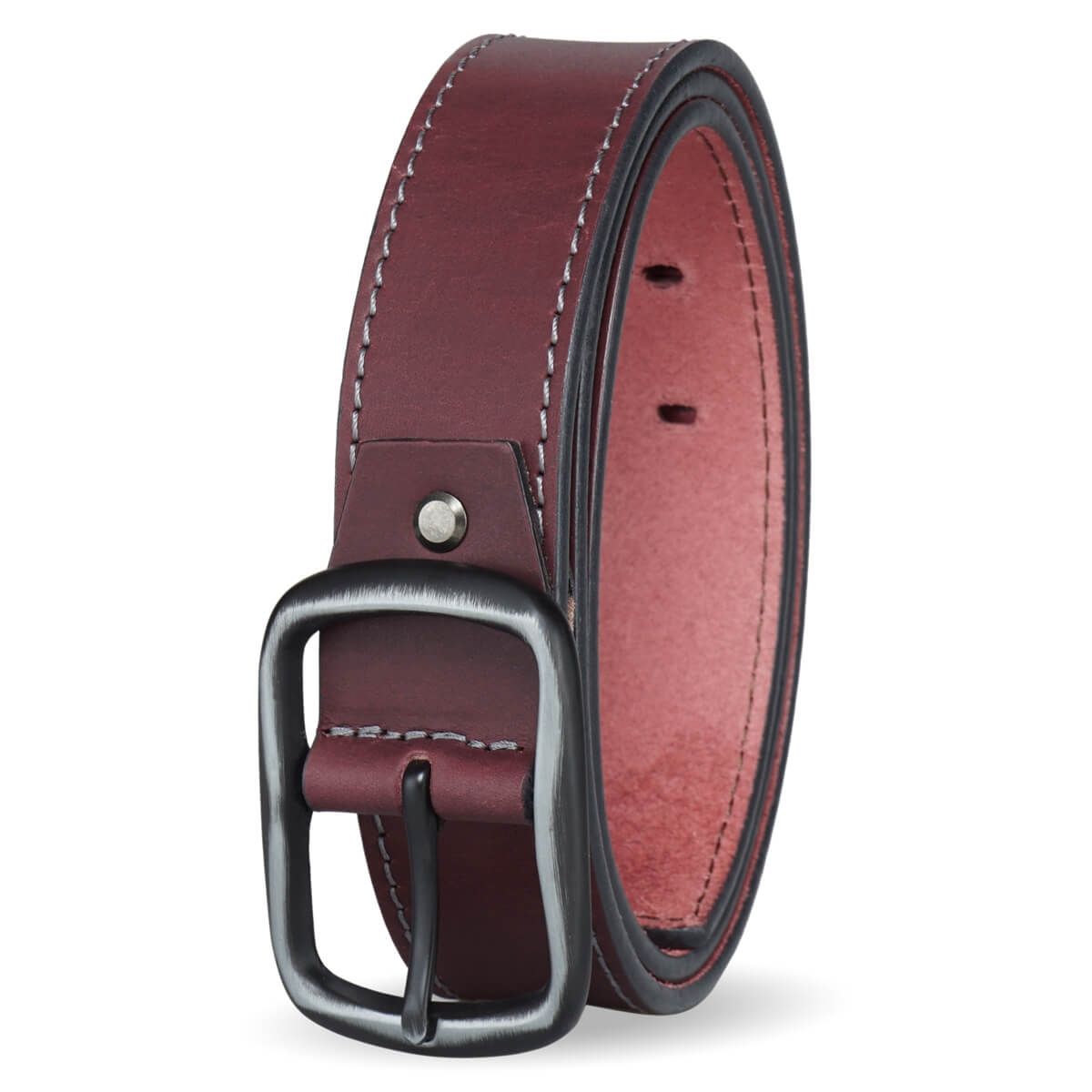 MIURA - Cinturón Cuero Genuino Ronaldo Rojo Miura.-